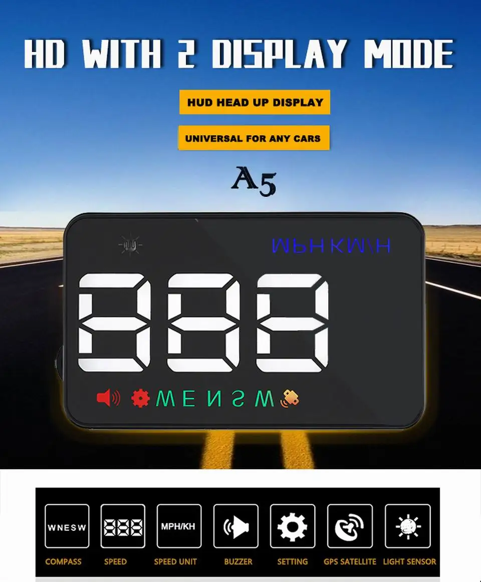 Китайский Лучший gps Hud Дисплей Автомобильный gps проекционный Спидометр лобовое стекло компас-одометр превышение скорости сигнализации с автомобильным адаптером