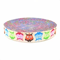 zerzeemooy wholesale 58 16mm wide multi color owls lime tone woven jacquard ribbon for dog collar ktzd15102231