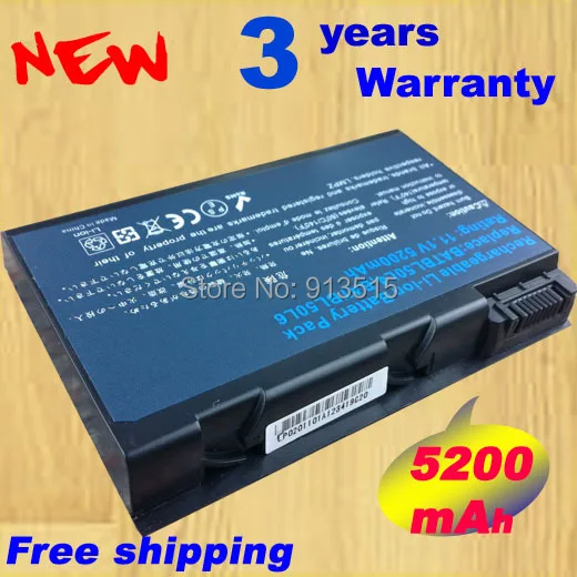 Аккумулятор 5200 мАч для Acer Aspire 3100 3690 5100 5110 5515 5610 5630 5650 5680 9110 9120 9800 BATBL50L4 BATBL50L6
