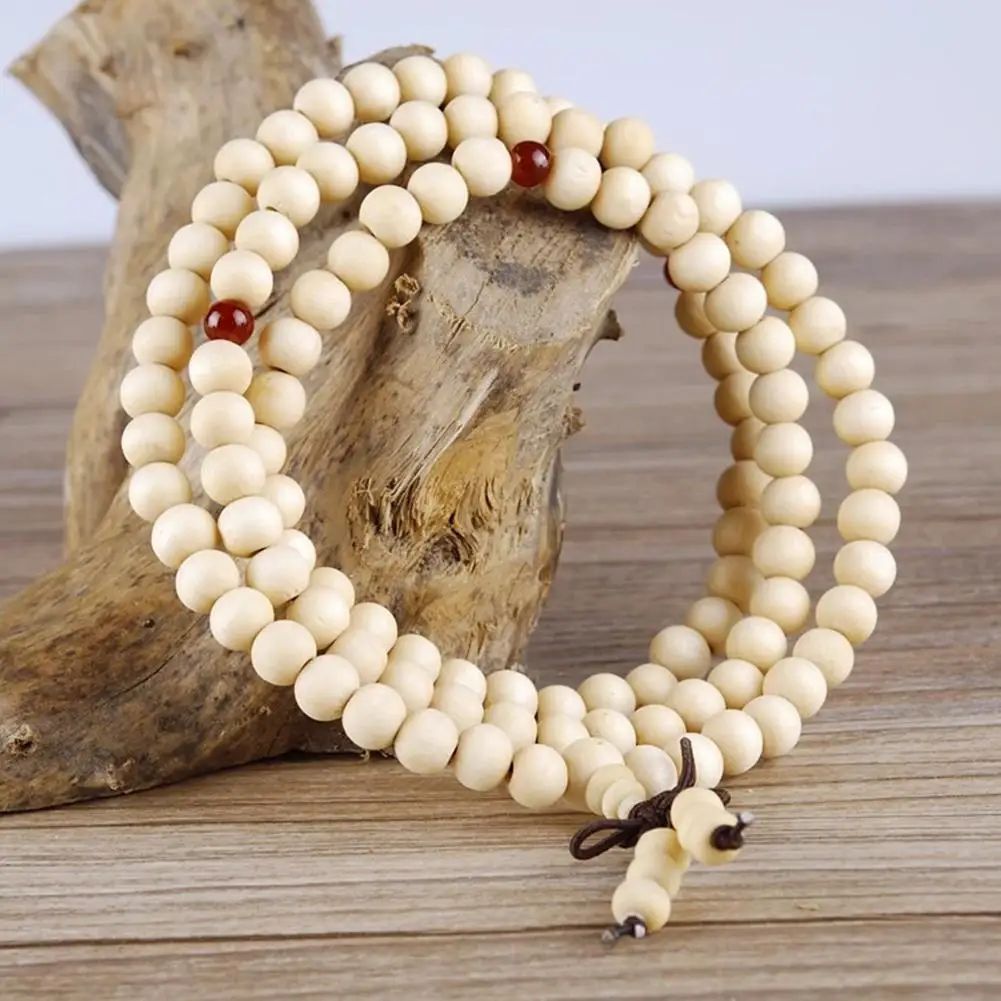 Мужские браслеты унисекс натуральные буддийские бусы из сандалового дерева