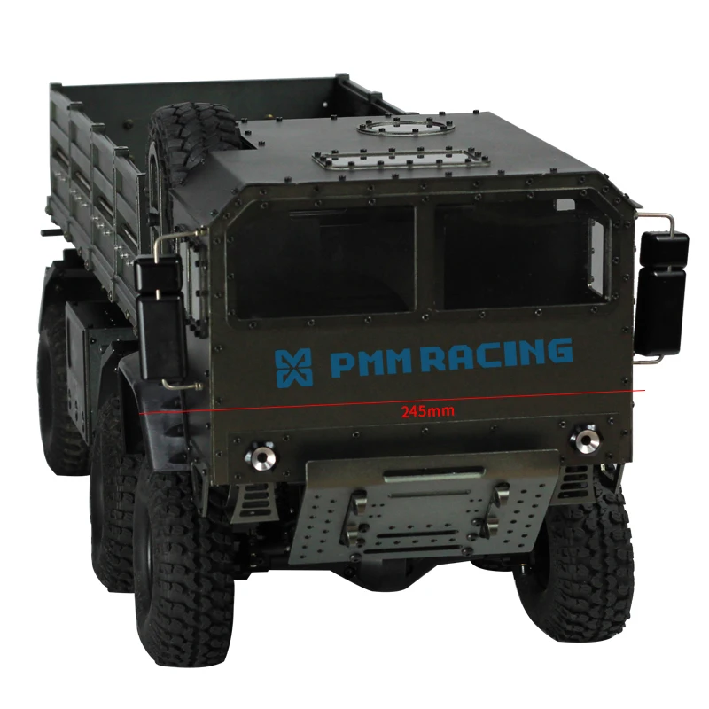 CNC алюминиевый сплав 1/10 RC Гусеничный 6x6 военный грузовик внедорожный автомобиль