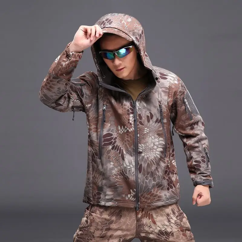 Открытый Спорт Softshell куртки брюки для девочек для мужчин пеший Туризм Охота Одежда Камуфляж Военная Униформа Тактический Кемпинг
