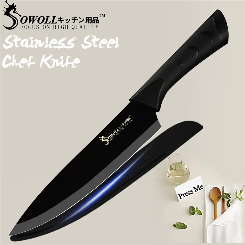 B.8 inch Chef Knife Sowoll Превосходное качество 7Cr17 набор кухонных ножей из нержавеющей стали ножницы Держатель ножей японские кухонные ножи инструменты 8 шт. набор - Цвет: B.8 inch Chef Knife