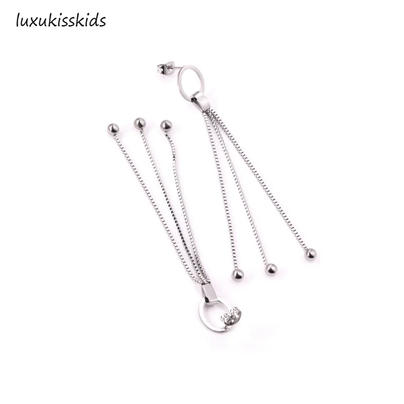 LUXUKISSKIDS в Корейском стиле с бахромой и круглым серьги для женщин 316L нержавеющая сталь висячие женские