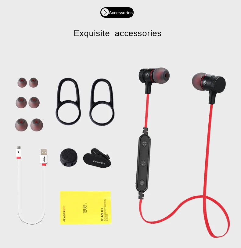 AWEI B922BL магнитные Bluetooth наушники спортивные стерео Музыка Беспроводная гарнитура бас Bluetooth наушники с микрофоном для телефонов