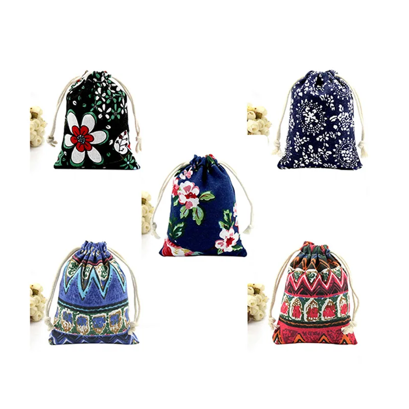 Карманный ювелирный мешок стиль 5 шт цветы небольшой шнурок упаковка мешочек для