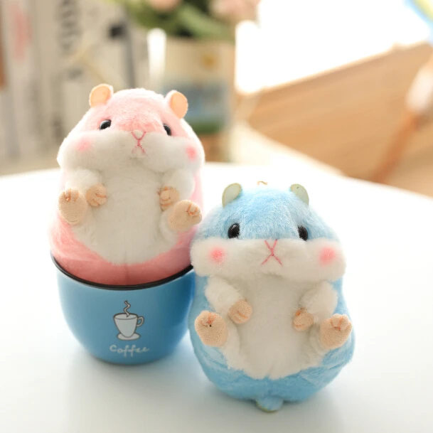 Aeruiy soft plush cartoon animal Pink/Blue small Hamster toy doll key chain stuffed mouse creative lover &amp birthday gift | Игрушки и