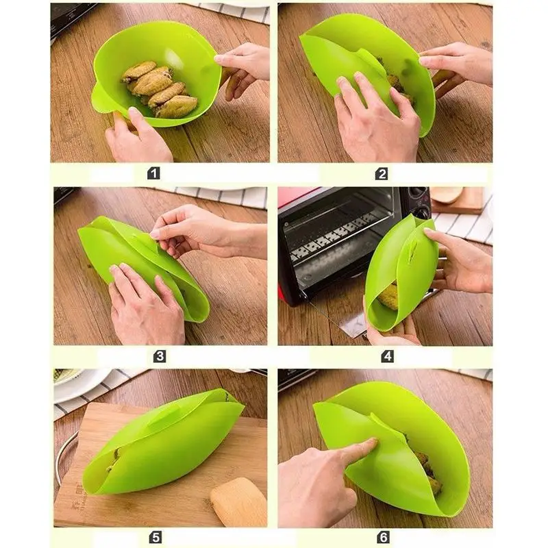 Силиконовая складная чаша для микроволновой печи пароварка выпечки рыбы жаровня