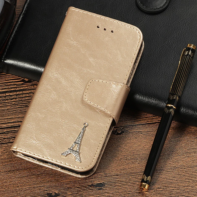 Кожаные чехлы-книжки для телефона с изображением башни мягкий силиконовый чехол