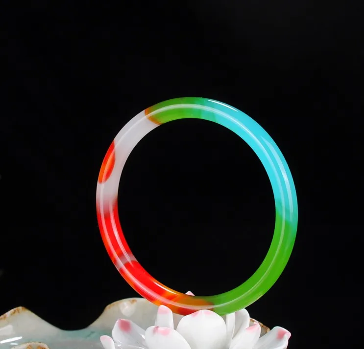 fine jewelry 58-60mm Xinjiang quartzite jade colorful round bracelet | Украшения и аксессуары