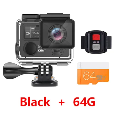 Экшн-камера eken H5S Plus A12 Ultra 4K 30FPS Wi-Fi, водонепроницаемая, 30 м, 1080p go EIS, стабилизация изображения, Ambarella, 12MP pro, Спортивная камера - Цвет: Black and 64G sd