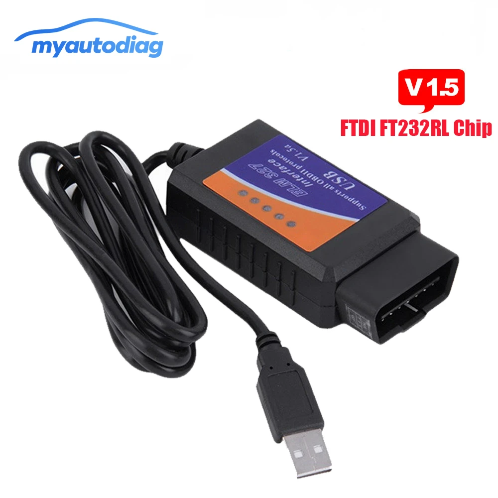 USB OBD II ELM327 FTDI FT232RL чип V1.5 автомобильный диагностический кабель интерфейс