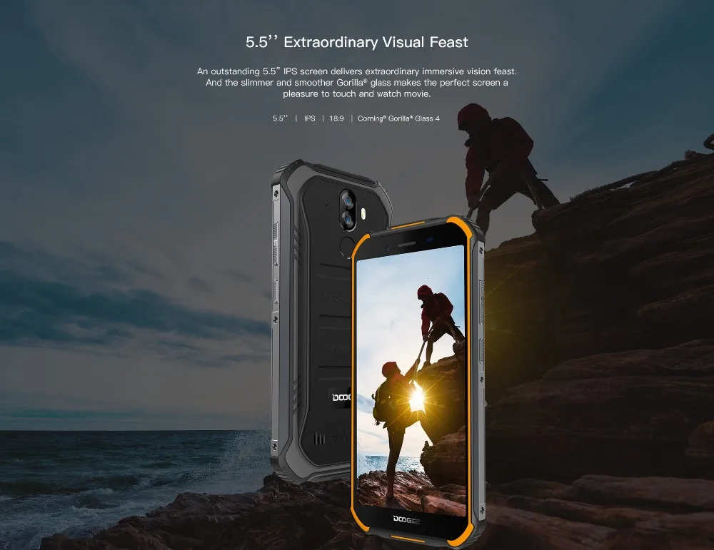 DOOGEE S40 3 ГБ 32 ГБ Android 9,0 4650 мАч смартфон IP68/IP69K водонепроницаемый 5,5 дюймов MT6739 8MP NFC Face ID 4G мобильный телефон