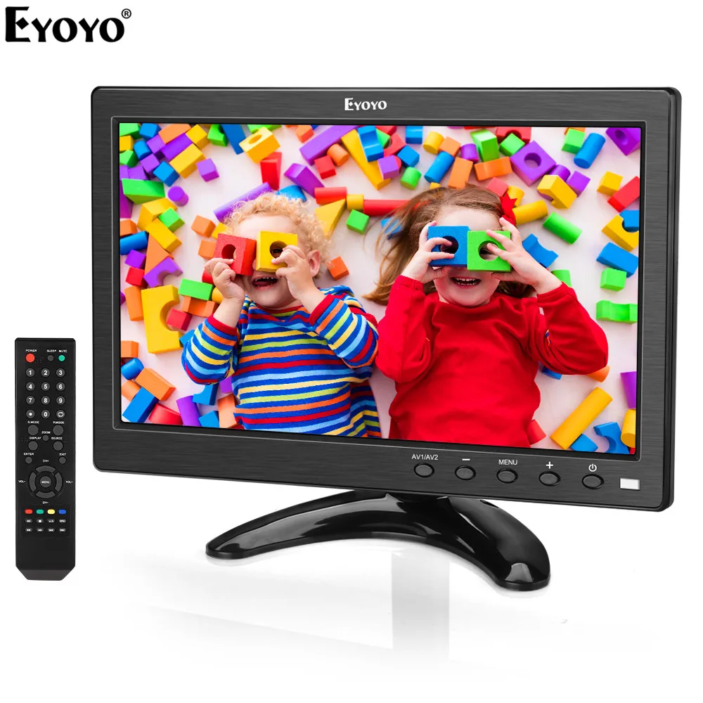 Eyoyo EM10V 10 дюймов маленький экран телевизора 1024x600 ЖК-экран ТВ/HDMI/VGA/AV/USB вход для DVD PC
