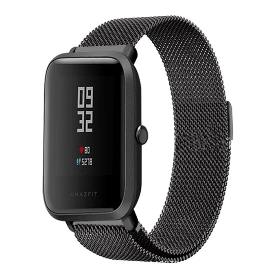 Миланский металлический ремешок для часов браслет для Amazfit Bip ремешок для часов для Xiaomi Huami Amazfit Bip Молодежные часы Миланский нержавеющая сталь