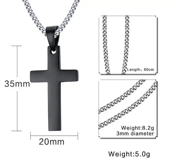 Цепочка с подвеской-крестом для мужчин и женщин золотистая/черная цепочка из