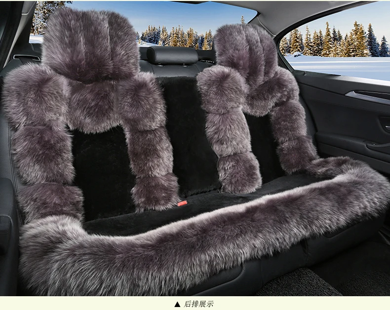 Низкий профиль роскошный длинный овечий мех чехол для автокресла подушка полный Шерстяной Чехол чехол для автокресла удобный 5 чехлов для сидений 1 комплект