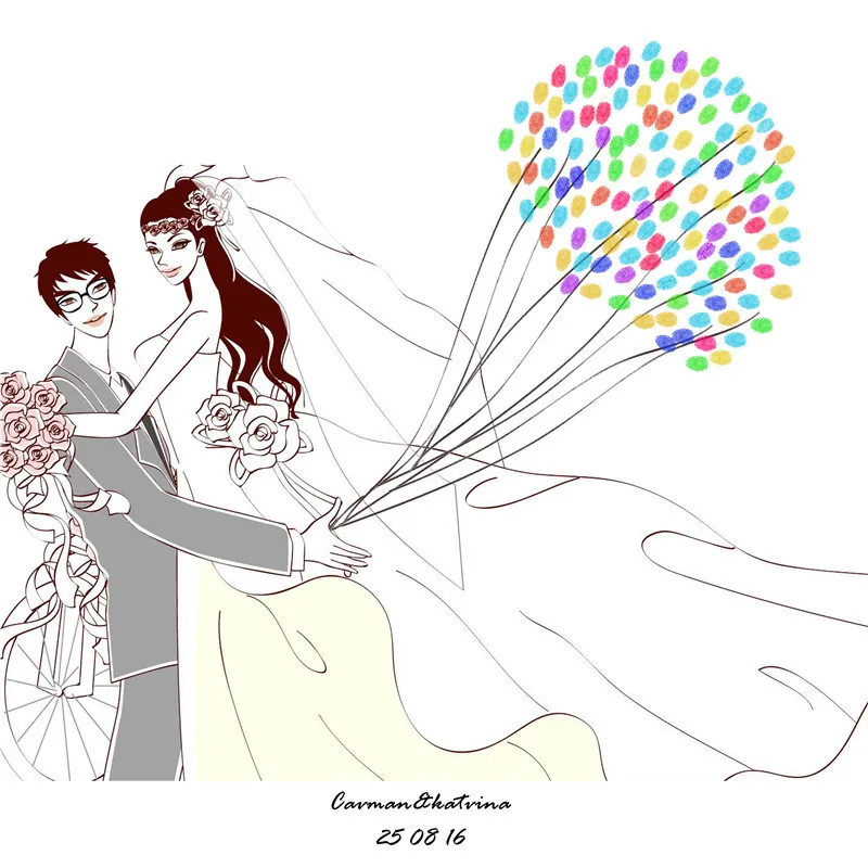 Влюбленный Свадьба отпечаток пальца Гостевая книга чехол типа &quotсделай сам&quot в