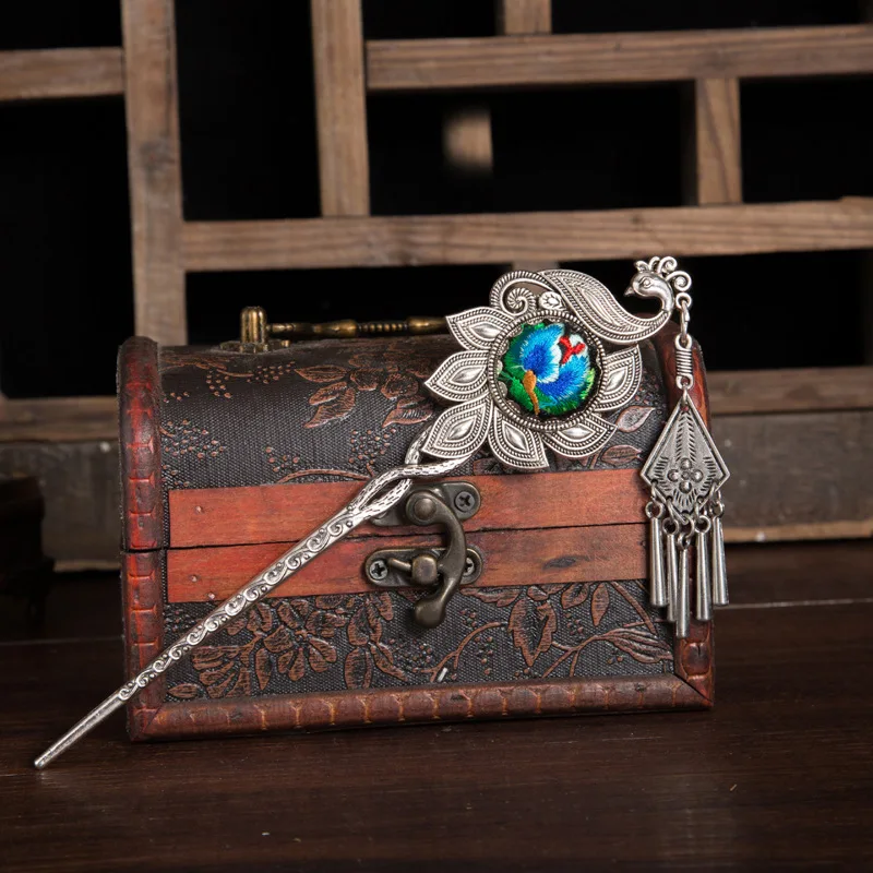 Заколка для волос с вышивкой в стиле ретро народном заколка головной убор