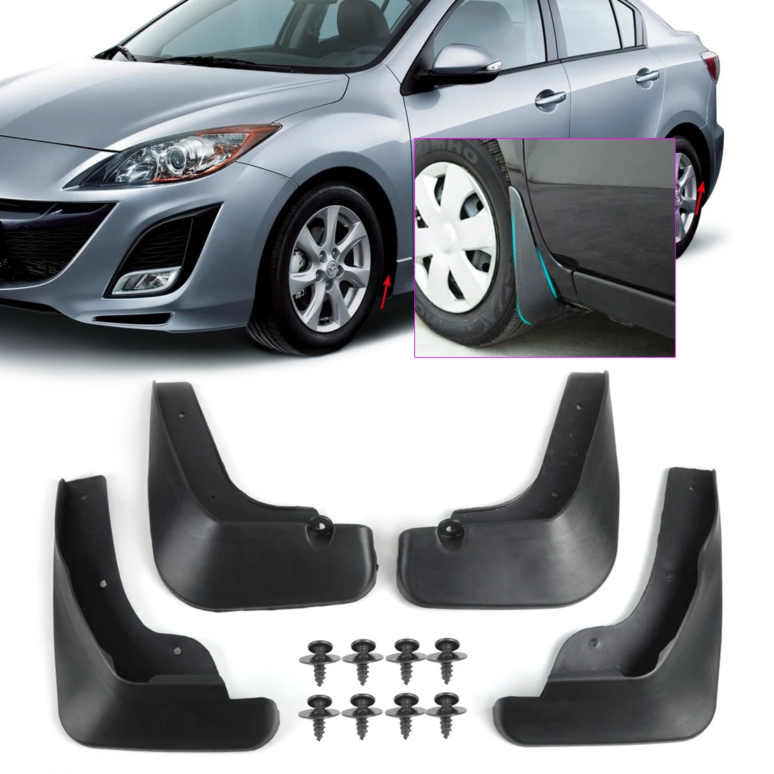 DWCX 4 шт. ABS пластиковые Брызговики брызговики для Mazda 3 i Sedan 2009 2010 2011 2012|plastic mud flaps|flaps