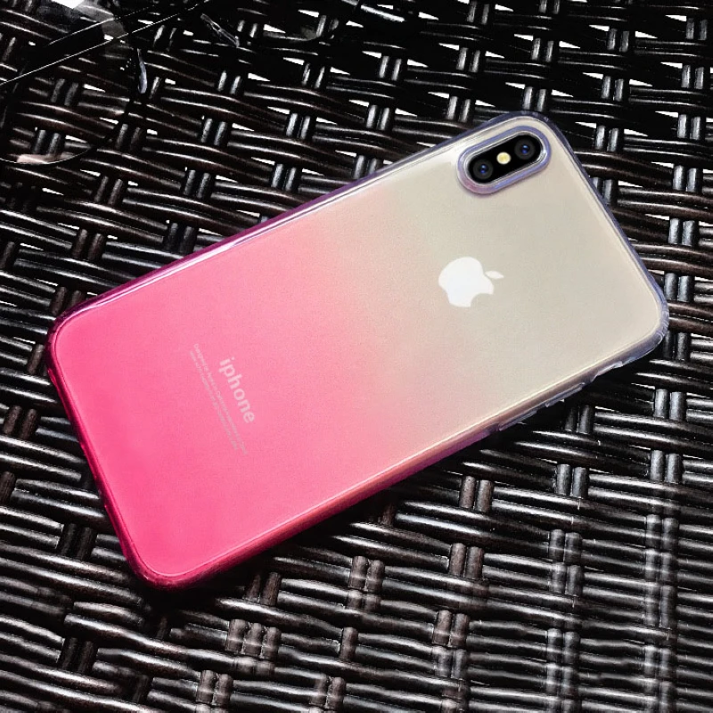 Ударопрочный ультратонкий градиентный цветной Мягкий ТПУ чехол для iPhone 6 6s 7 8 Plus X 10, Задний защитный чехол для телефона s