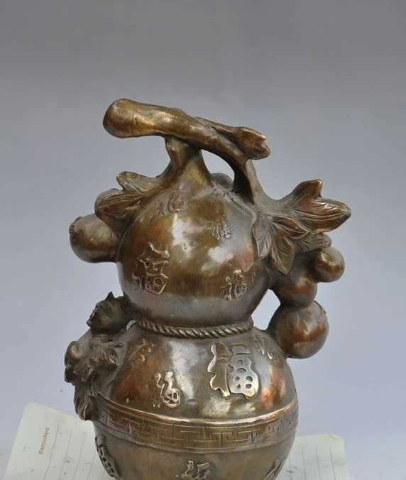 11 &quotСчастливый Китайский Фэншуй Бронзовая Тыква Калабаш кукурбит фу