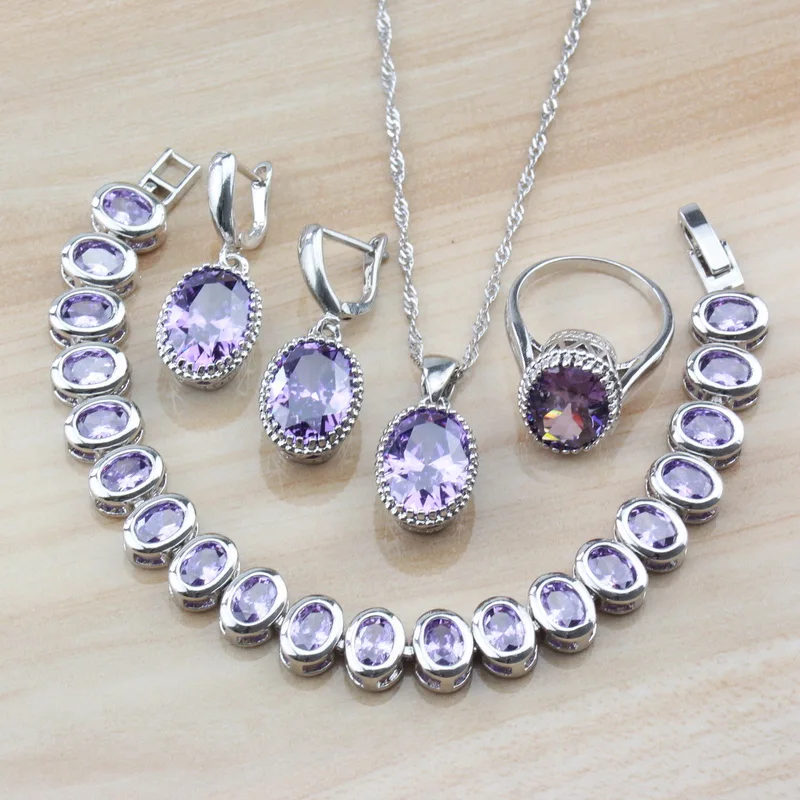 Доступный Серебристый Овальный Фиолетовый Кристалл Романтические Свадебные