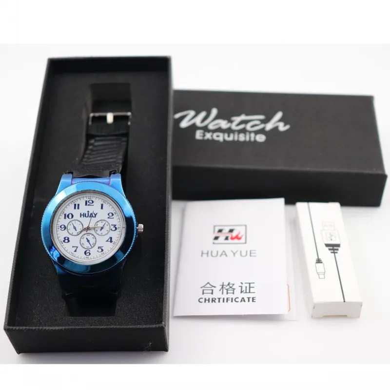 blue with gift box Светящиеся часы для мужчин и женщин модные спортивные кварцевые часы зарядка через USB силиконовый ремешок желе cut сигарета Табак Зажигалка F772 - Цвет: blue with gift box