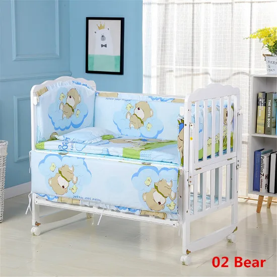 Bear 90x50cm 5 шт./компл. мультфильм анимированные детская кроватка кровать бампер для новорожденных хлопковое комфортное нижнее белье, Детское покрывало для кровати детские моющиеся Постельное белье - Цвет: Bear 90x50cm