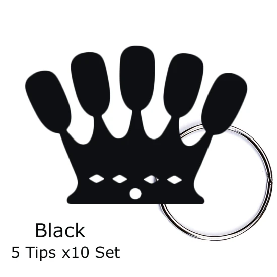 Black 5x10 шт накладные маникюрные цветные палетки палитра круглая форма практика накладные ногти набор колец Гель-лак маникюрные инструменты#767 - Цвет: Black
