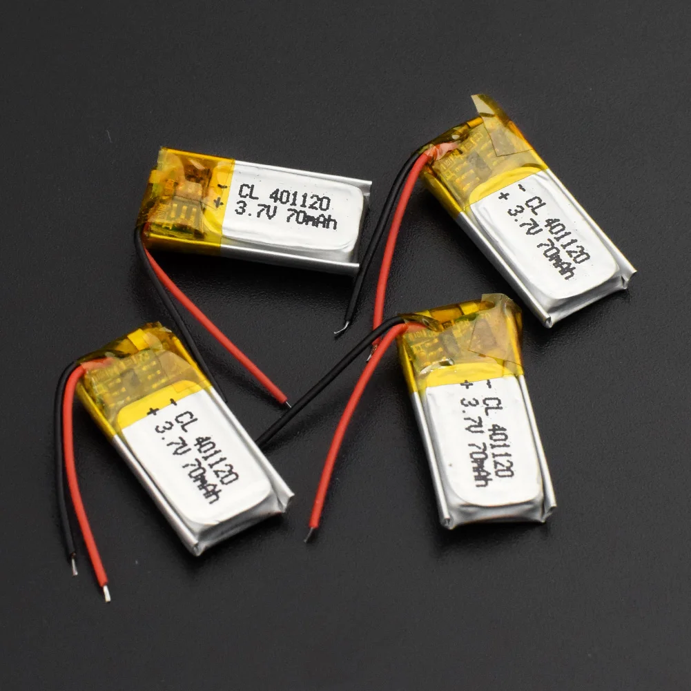 1/2/4 шт 3,7 V Перезаряжаемые литиевая батарея 401120 401120 70 мА-ч для MP3 MP4 Bluetooth Динамик гарнитура Bluetooth палка для селфи