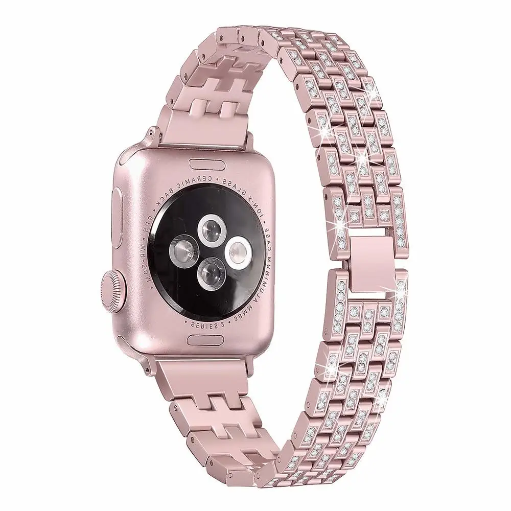 Бриллиантовый браслет ремешок для Apple Watch Band 42 мм 38 мм Женский браслет из нержавеющей стали для Apple Watch 40 мм 44 мм Серия 1 2 3 4 5