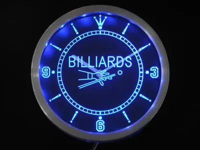 

nc0299 Billiards Pool Room Table Bar Neon Light Signs LED Wall Clock