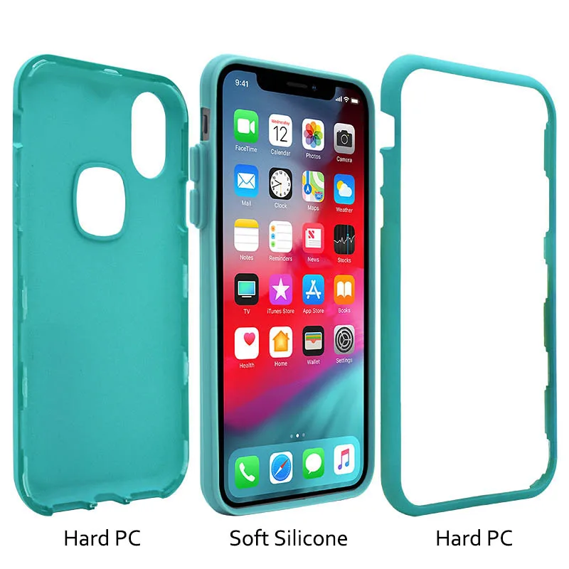 Shockproof Rugged Hybrid PC Hard Case For iPhone XS MAX 7 8 Plus Armor Soft Silicone Back Cover XR Phone Cases | Мобильные телефоны