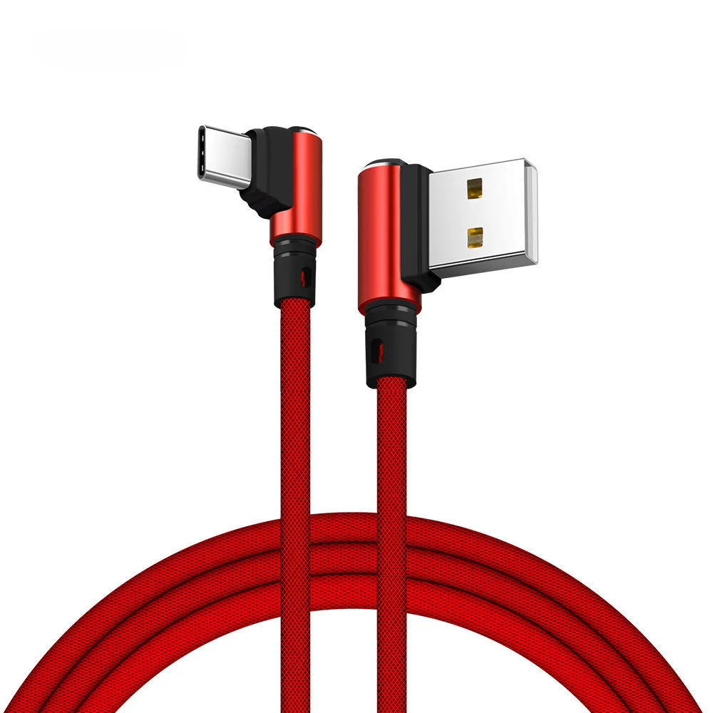 Кабель usb type C для samsung Galaxy A30 A40 A50 90 градусов Реверсивный плетеный кабель type-C для зарядки данных для Oneplus 7 Pro 6 6 T 5 T 5 T - Цвет: Красный