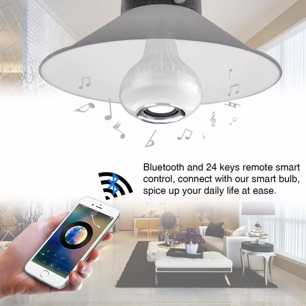 Умная E27 RGB Bluetooth Колонка Светодиодная лампа 12 Вт музыка игра диммируемая