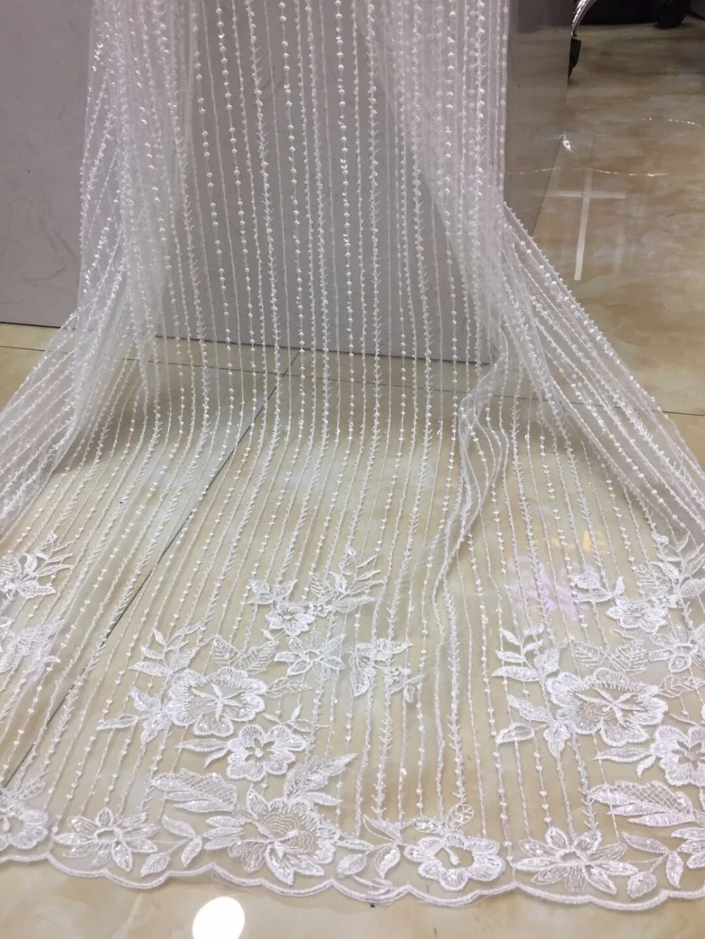

beaded net lace fabric z-han3957 wholesale Tulle lace Fabric high quality fashionable lace with Sequins