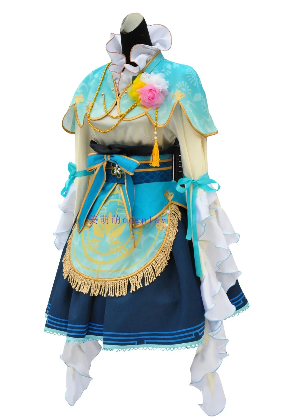 LoveLive! Kotori Minami Seven Lucky Gods Awaken Косплей Костюм Платье на Хэллоуин+ цветочные аксессуары+ носки+ обувь