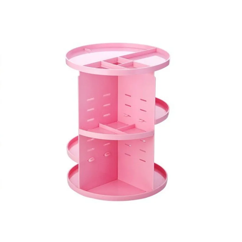 Pink storage rack Модная вращающаяся на 360 градусов коробка для хранения, стойка для макияжа, органайзер для ванной комнаты, полка для косметики, контейнер для ювелирных изделий, портативная рамка для полок - Цвет: Pink storage rack