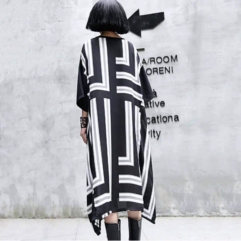 Женское платье с геометрическим узором XITAO Повседневное до середины икры в