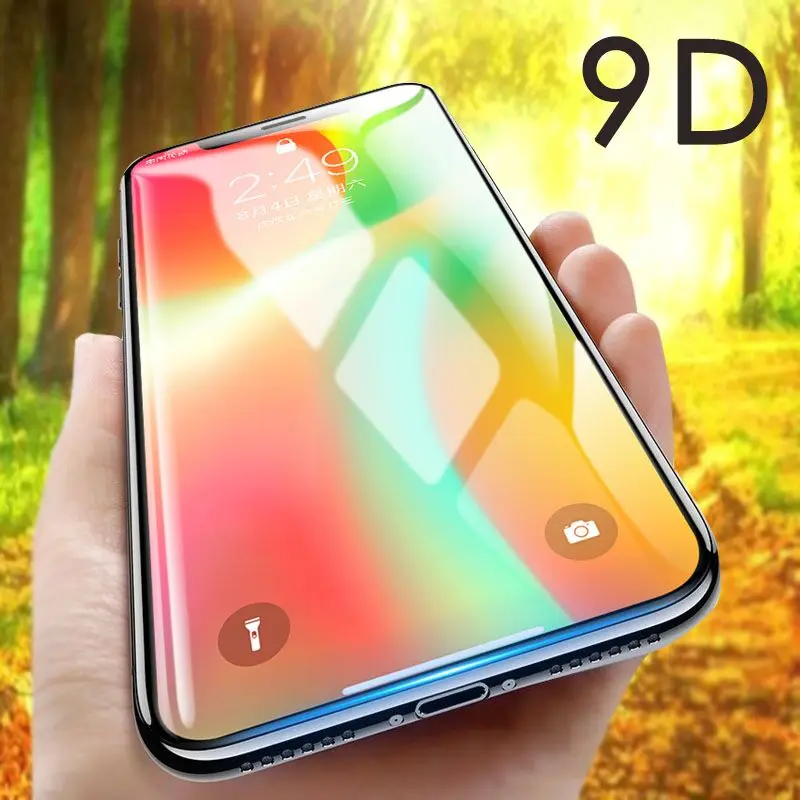 9D полное покрытие изогнутое закаленное стекло для iPhone X 7 8 6 6s Plus Защитная пленка для экрана для iPhone XS MAX Защитная стеклянная пленка