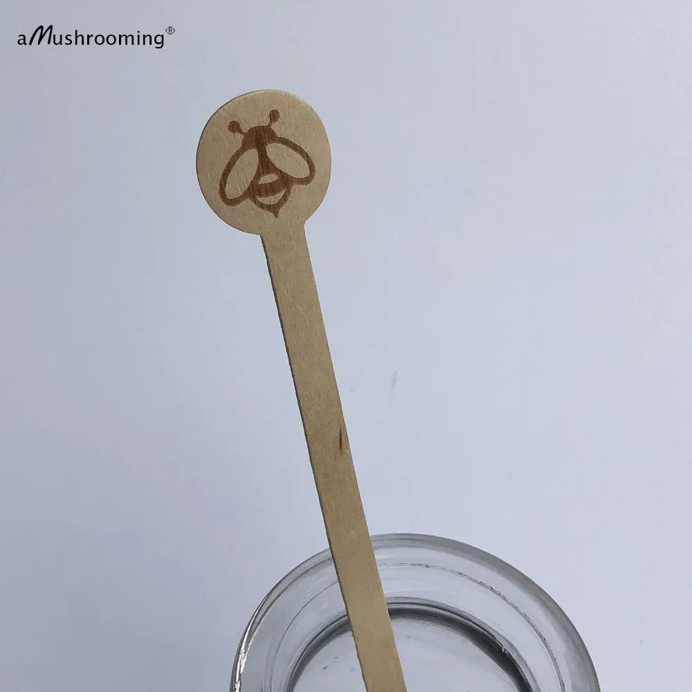 100 Мёд пчелы деревянные вечерние мешалки персонализированные биоразлагаемые