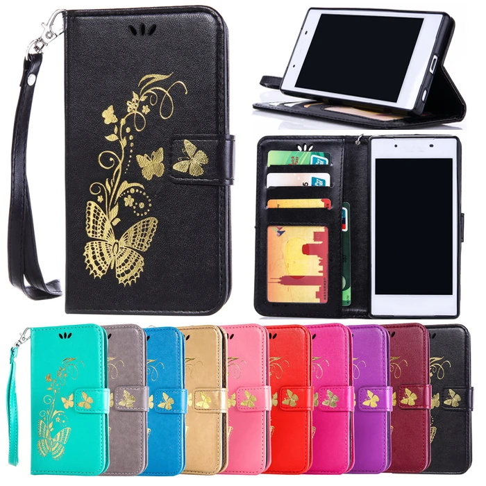 Wallet Case For Huawei Honor 5X Gild Butterfly Embossed PU Flip Leather Cover Phone With Stand |