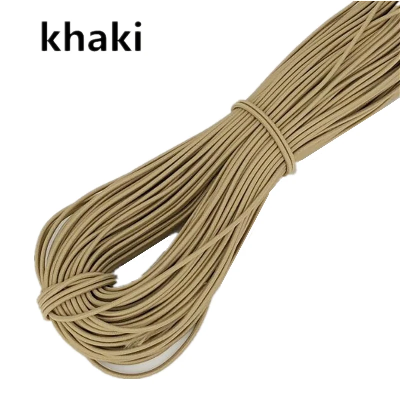 khaki 10 ярдов 2 мм цветная Высококачественная круглая эластичная лента круглая эластичная повязка Эластичная лента для дома DIY аксессуары для шитья - Цвет: khaki