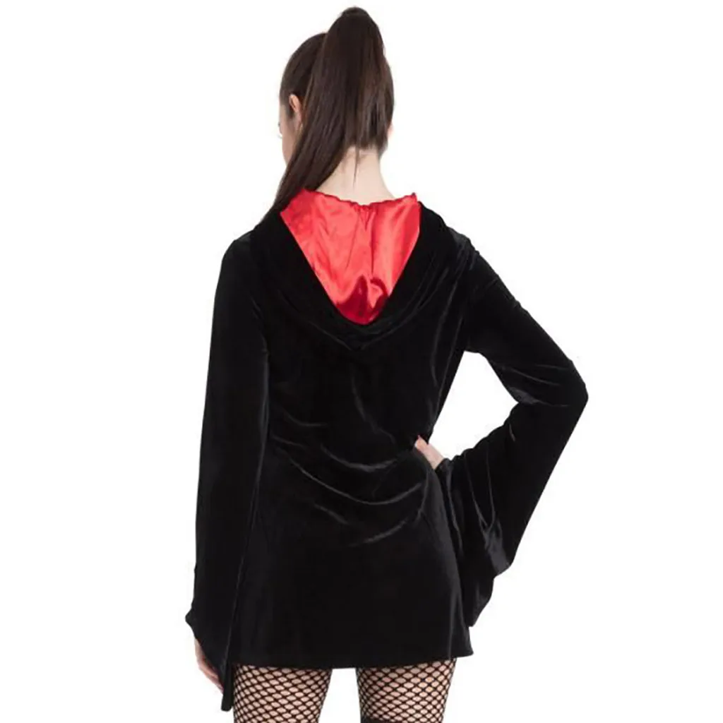 Женская мода готический стиль панк черный Ретро Вышивка с длинным рукавом