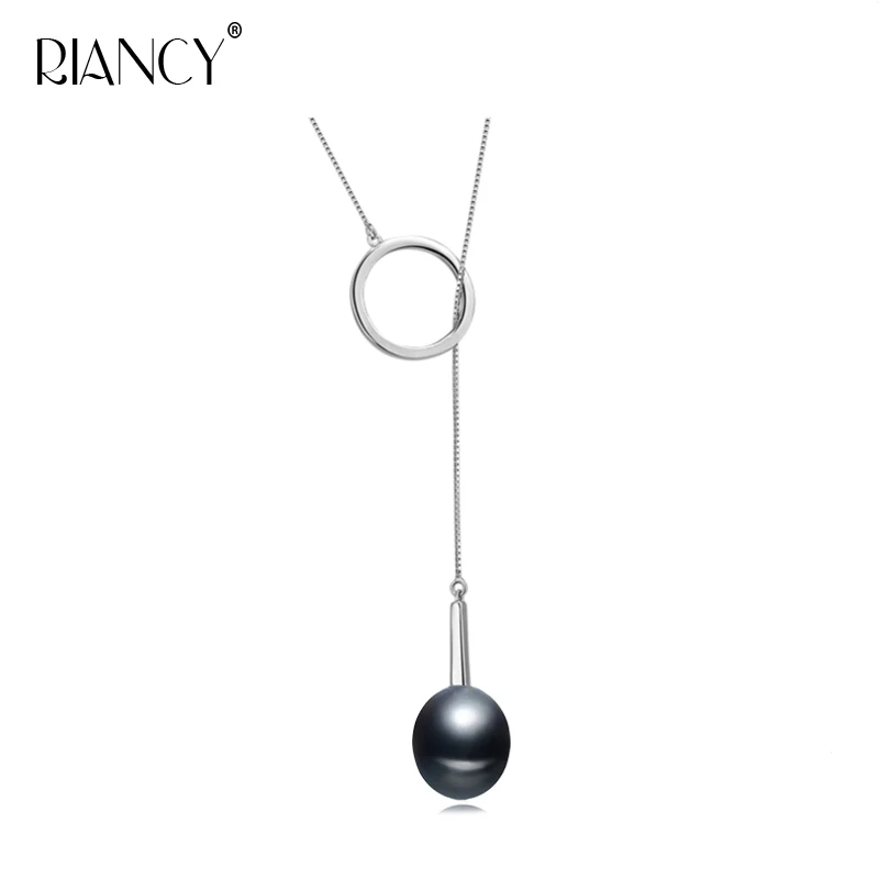 RIANCY, новые трендовые жемчужные ювелирные изделия, натуральный черный жемчуг, подвеска, пресноводное серебро 925 пробы, жемчужное ожерелье для женщин, свадебное