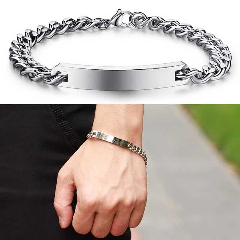 Модный браслет для мужчин и женщин из стали титана гладкая ручная цепочка