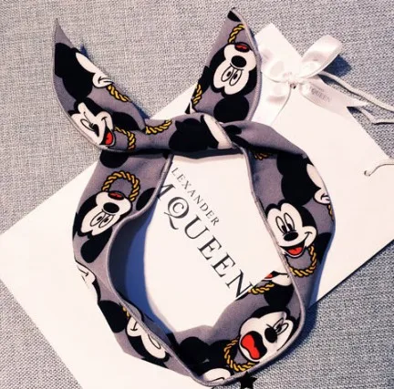 gray New Mickey Ears Headband Cartoon Minnie ears christmas Headband Bow Modeling Girl Hair Accessories Birthday Party Celebration - Цвет: gray