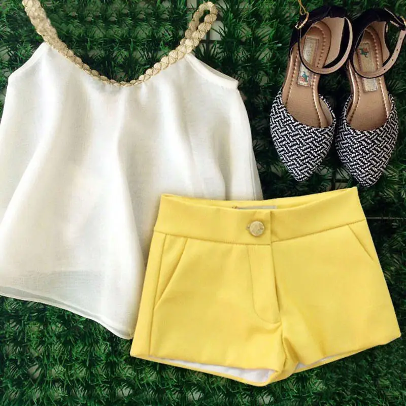 Лидер продаж комплект из двух предметов детская одежда для девочек шифоновый топ