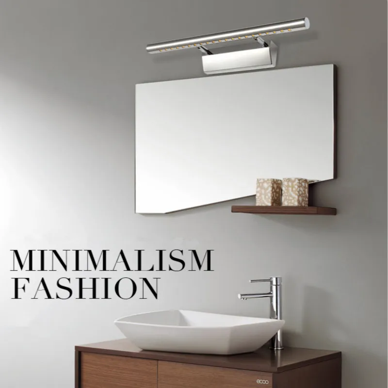 

2019 Hot LED Mirror Headlights Modern Minimalist Stainless Steel Waterproof Bedroom Bathroom Mirror Lamp Bathroom Lamps